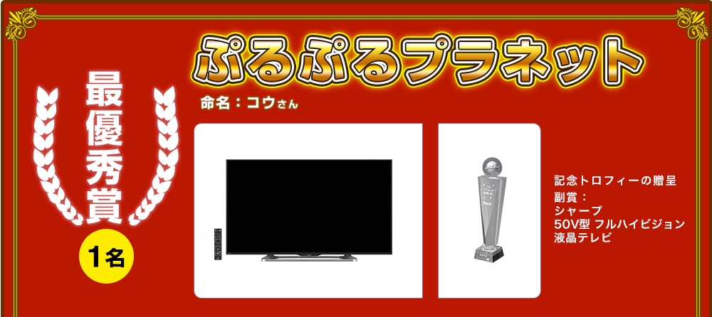 最優秀賞 ぷるぷるプラネット 命名：コウさん